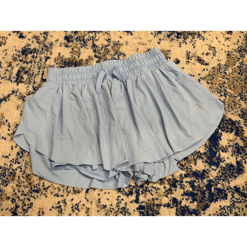 GOAT USA Youth Large Light Blue Butterfly‎ Shorts with Built-in Biker Shorts